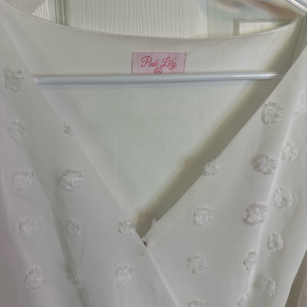 Pink Lily Picture perfect moments white dress Size 2x - Picture 3 of 5